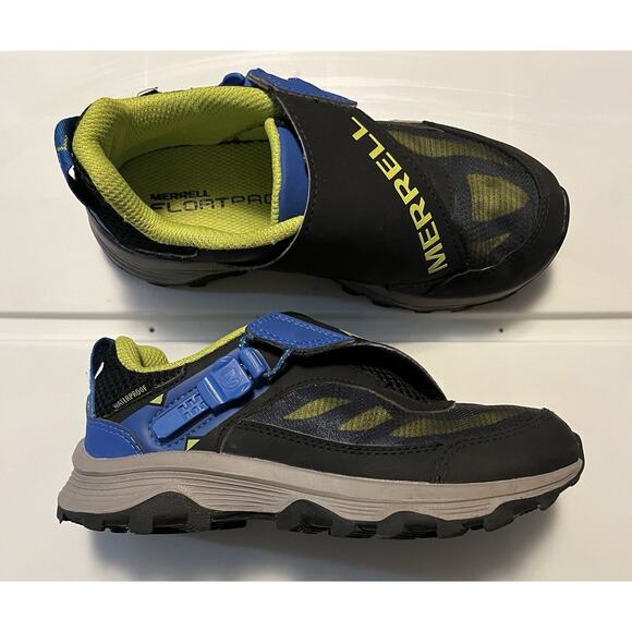 Merrell Moab Speed Low ZipTrek MK267174 Kids 1 M Hiking Shoes Black Blue Sneaker - Picture 1 of 10